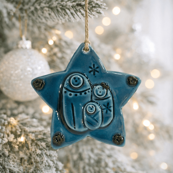 Pendente Estrela Presépio Azul Escuro . Artesanal . Peça de Autor