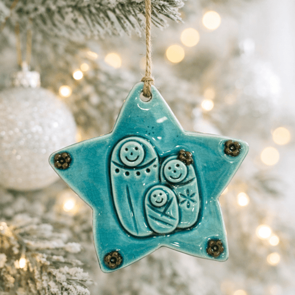Pendente Estrela Presépio Turquesa . Artesanal . Peça de Autor
