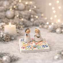 Mini Presépio Lenço Namorados . Artesanal . Peça de Autor