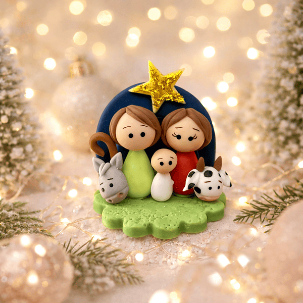 Mini Presépio Burro + Vaquinha . Artesanal . Peça de Autor