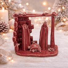 Presépio Cabana Estelizado Rosa . Artesanal . Peça de Autor