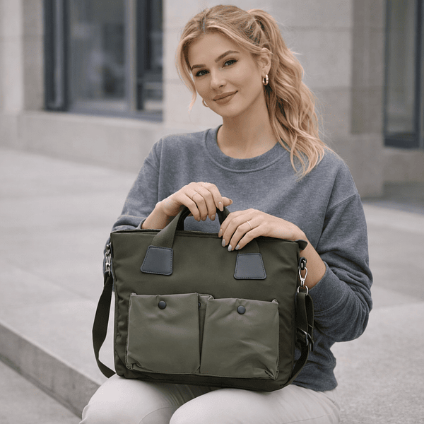 Mala Tecido Técnico Verde c/ Bolsos