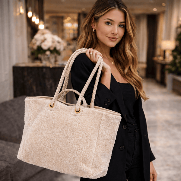 Mala Pelo de Carneiro Bege