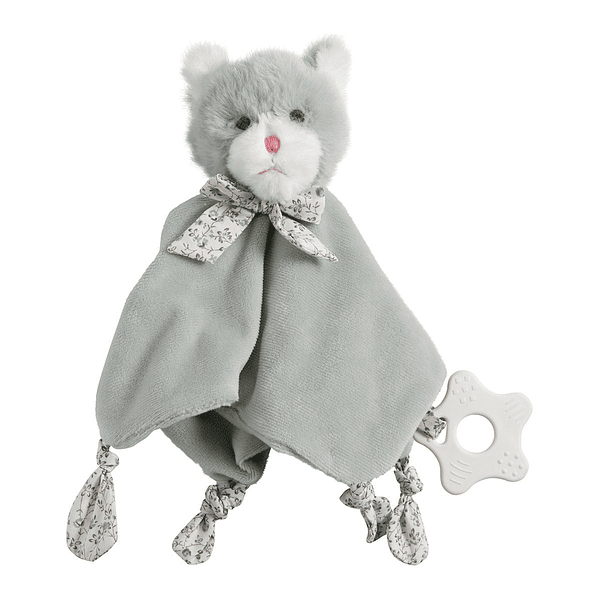 Doudou Gatinho Cinza com Mordedor . Mathilde M . Personalizado
