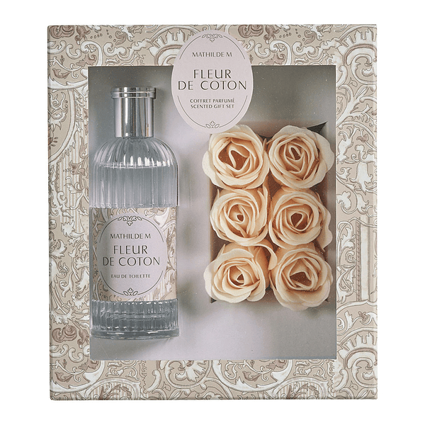 Coffret Mathilde M. Eau Toilette 100ml + Rosas Pétalas Sabonete . Fleur de Coton
