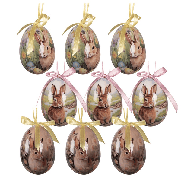 9 Ovos decorativos c/ Coelhinhos . Clayre & Eef 66454