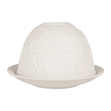 Suporte Tealight Ø 12X8 cm Coelhinhos Porcelana Biscuit . Clayre & Eef 6CE2210