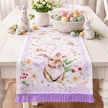 Runner c/ Coelhos e Franjas . Lavanda