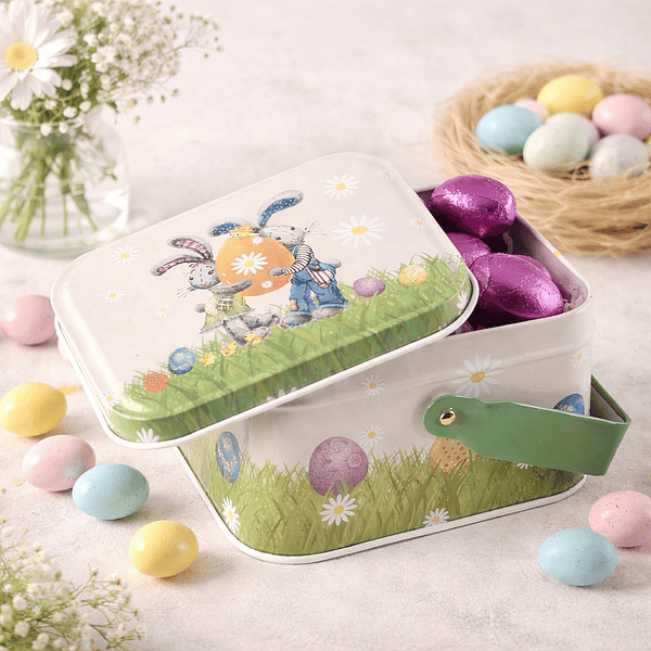 Caixa Cesto em Metal c/ Coelhinhos