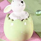 Caixa Ovo c/ Coelho em Cerâmica . Verde 