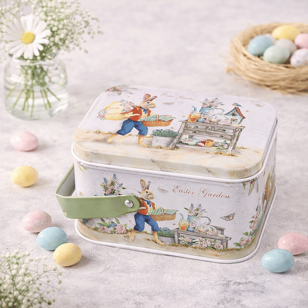 Caixa Cesto em Metal c/ Coelhinhos