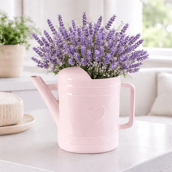 Regador de Cerâmica Brilhante c/ Coração em Relevo