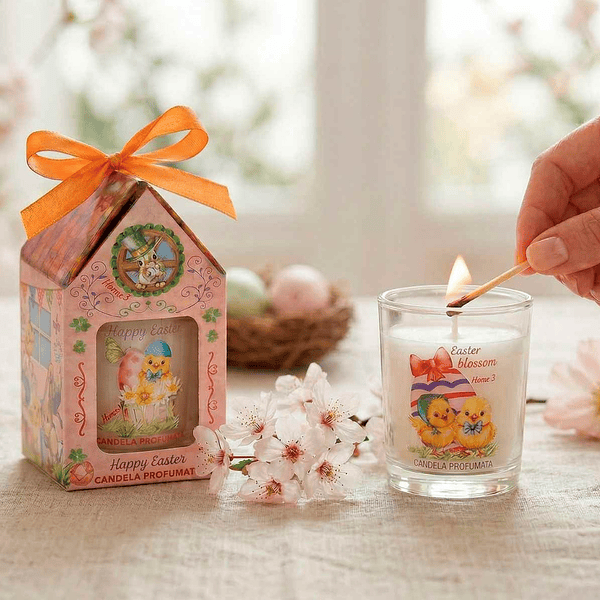 Vela Perfumada em Vidro c/ Decoração Páscoa