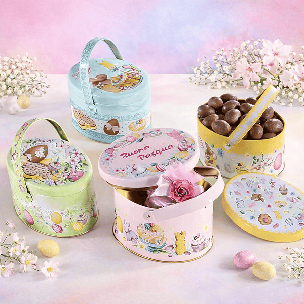 Caixa/Cesto Metal Oval c/ Alça . Páscoa