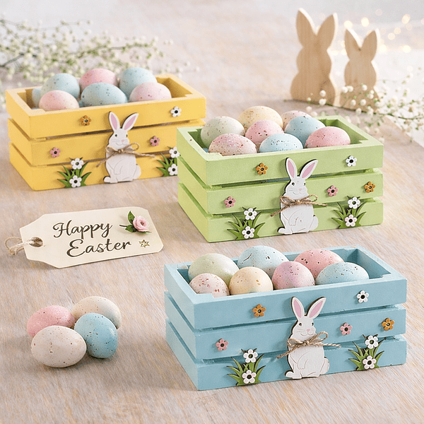 Caixa Madeira Colorida Coelhinho . 3 Cores