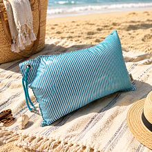 Almofada Praia Personalizada . Riscas Azuis