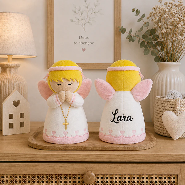Peluche Anjo da Guarda Rosa . Little Drops of Water . Personalizado
