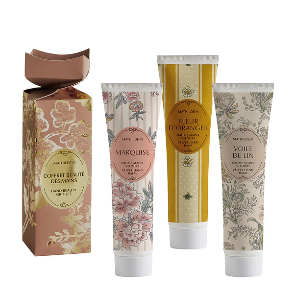 Cofret Mathild M. c/ 3 Bálsamo Mãos . Marquise + Voile de Lin + Fleur d'Oranger
