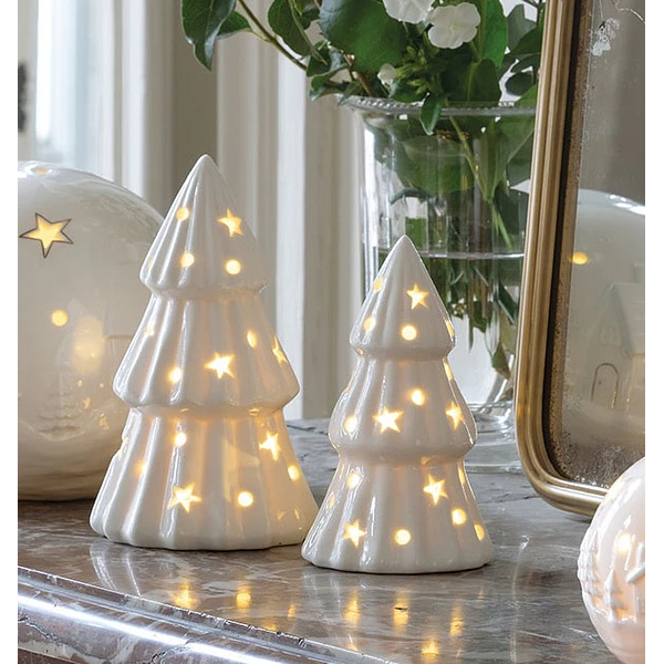 Árvore de Natal Decorativa Cerâmica c/ LEDs . Grande 15,5 cm