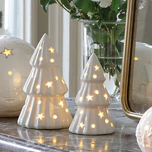 Árvore de Natal Decorativa Cerâmica c/ LEDs . Grande 15,5 cm