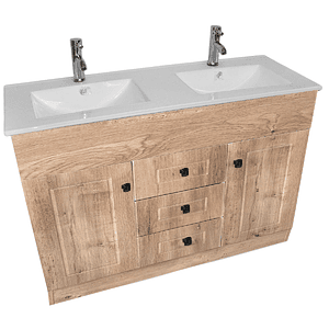 Kit Mueble BD-120-PH + Vanitorio P-120D Wood Doble / 120x80x47cm
