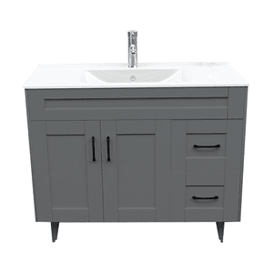 Kit Mueble Deluxe 100SK + Vanitorio Plano-100 Gris Derecho / 100x80x47cm