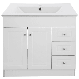 Kit Mueble B100PHD-B + Vanitorio Plano-100 Blanco Derecho / 100x80x47cm