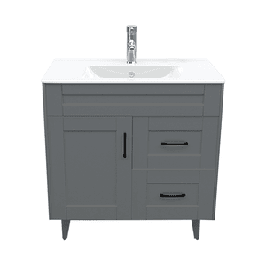 Kit Mueble Deluxe 80SK + Vanitorio Plano-80 Gris Derecho / 80x80x47cm