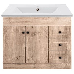 Kit Mueble B100PH-WOOD + Vanitorio Plano-100 Blanco / 100x80x47cm