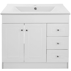 Kit Mueble B120PHD-B + Vanitorio Plano-120 Blanco Derecho / 120x80x47cm