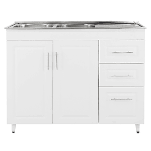 Kit Mueble + Lavaplatos Blanco Derecho (Incluye Desagüe con Sifón) / 120x90x50cm
