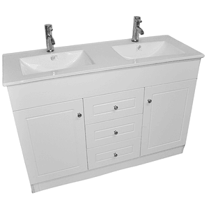 Kit Mueble BD-120-PH + Vanitorio P-120D Blanco Doble / 120x80x47cm