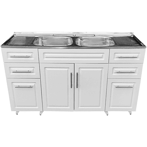 Kit Mueble + Lavaplatos Blanco Doble / 150x90x50cm