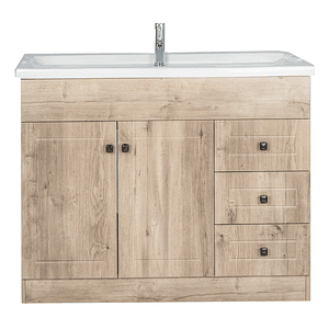 Kit Mueble B100PH-WOOD + Vanitorio F-100 Blanco / 100x80x47cm