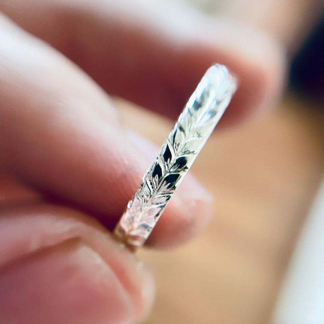 Anillo Grabado Espigas