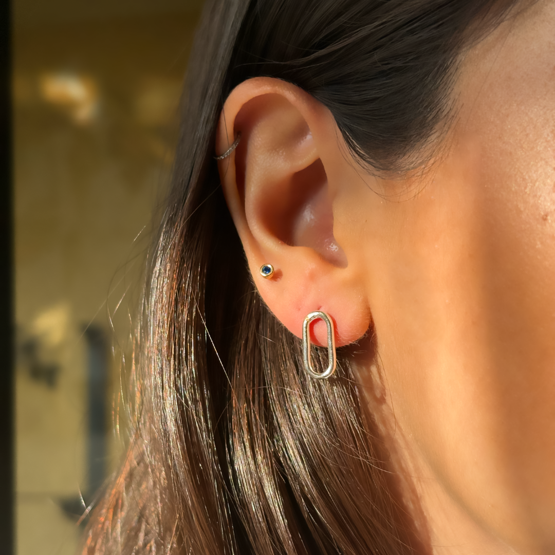 Aros Argolla Huggies Plata 925 Eslabón Estrella