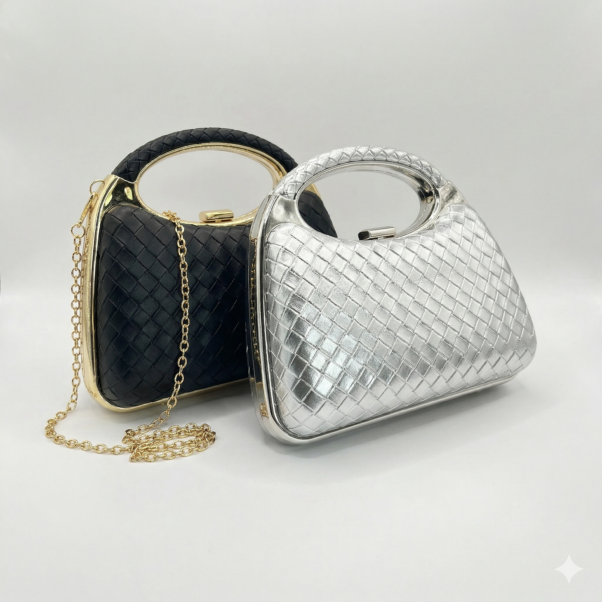 Cartera de fiesta rígida plateada 5