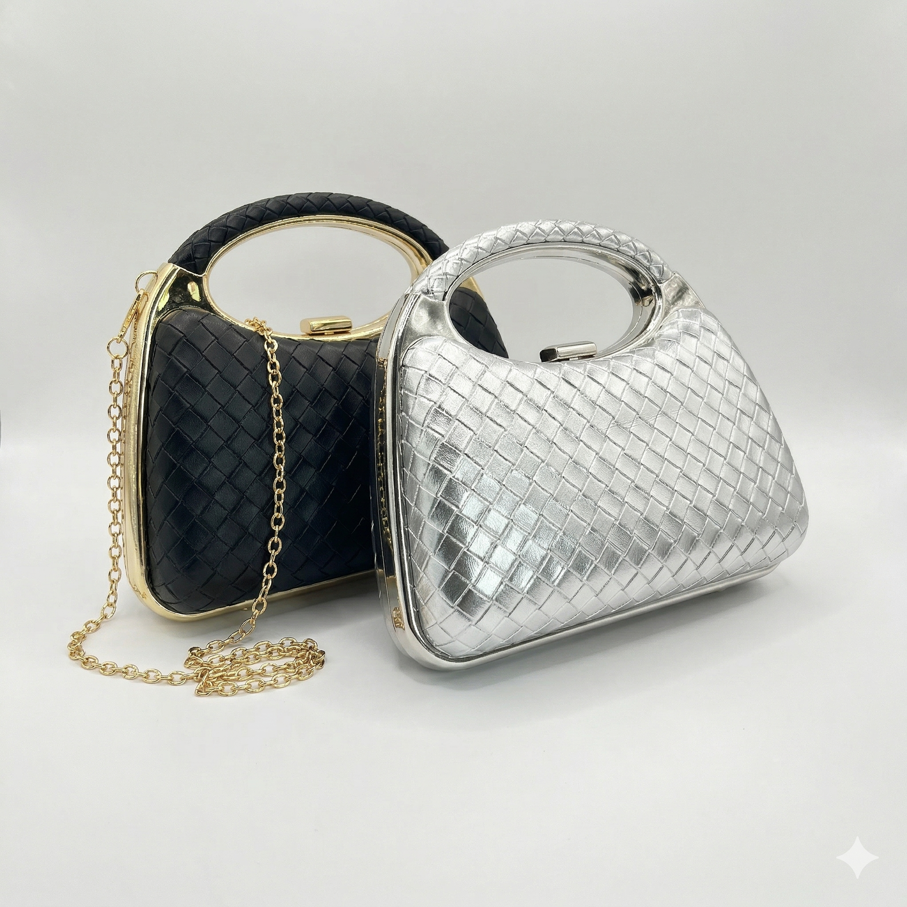 Cartera de fiesta rígida plateada 5