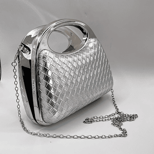 Cartera de fiesta rígida plateada
