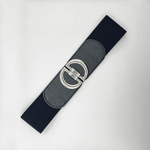 Cinturón elasticado negro con hebilla en D dorada