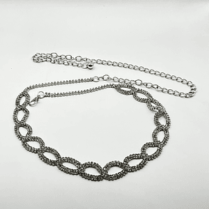 Cinturón delgado de eslabones brillantes plateado