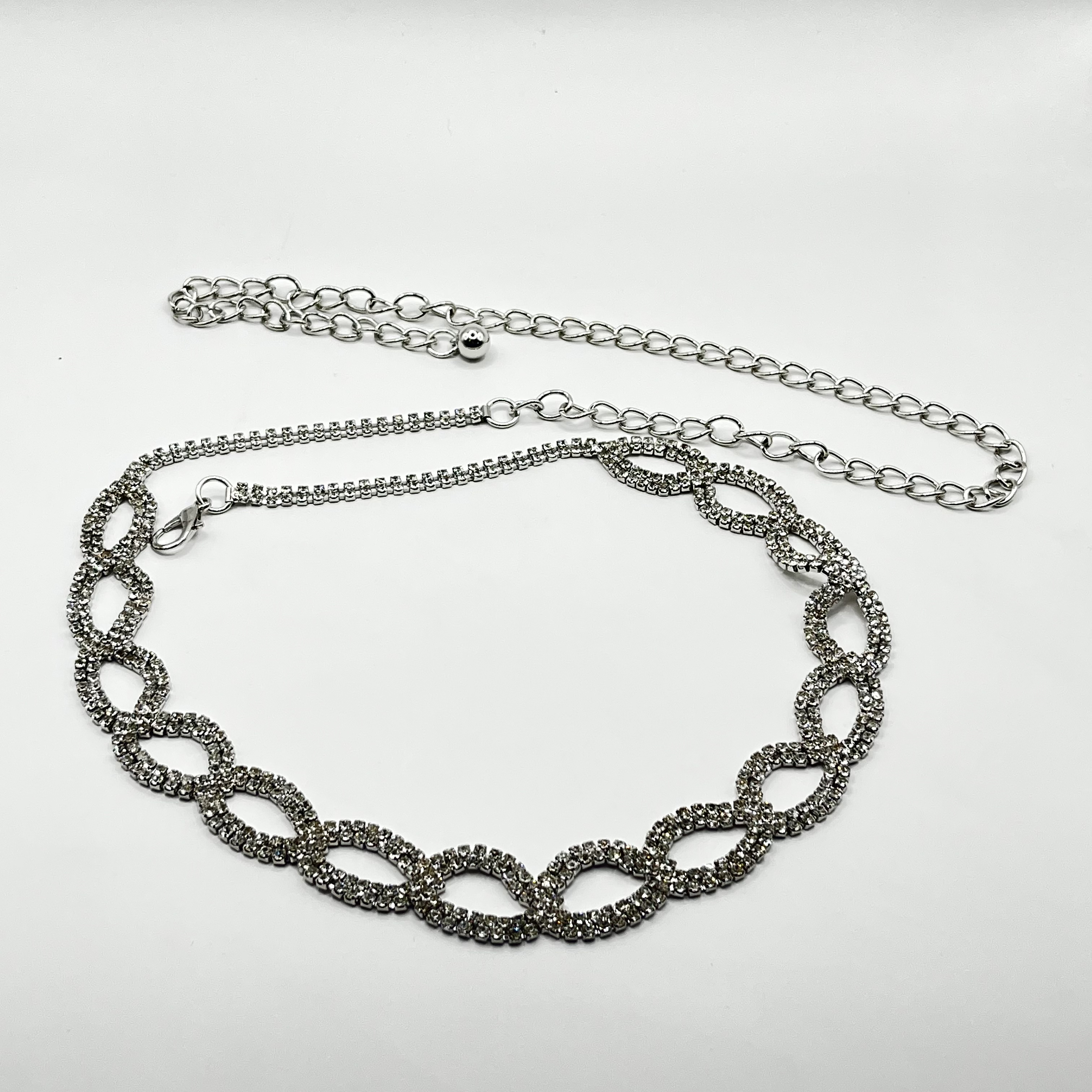 Cinturón delgado de eslabones brillantes plateado 2