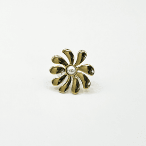 Anillo flor dorada con perla