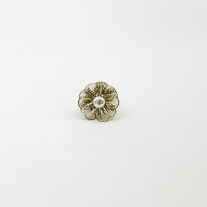 Anillo ajustable flor dorada con perla