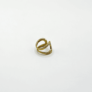 Anillo ajustable dorado con cristales curvos