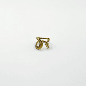 Anillo ajustable dorado con cristales curvos