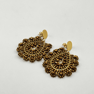 Aros bohemios café con mostacillas