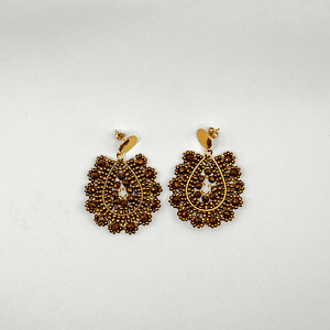 Aros bohemios café con mostacillas