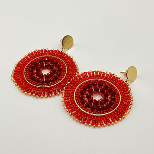 Aros bohemios rojos con dorado