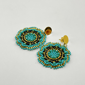 Aros bohemios turquesa con dorado